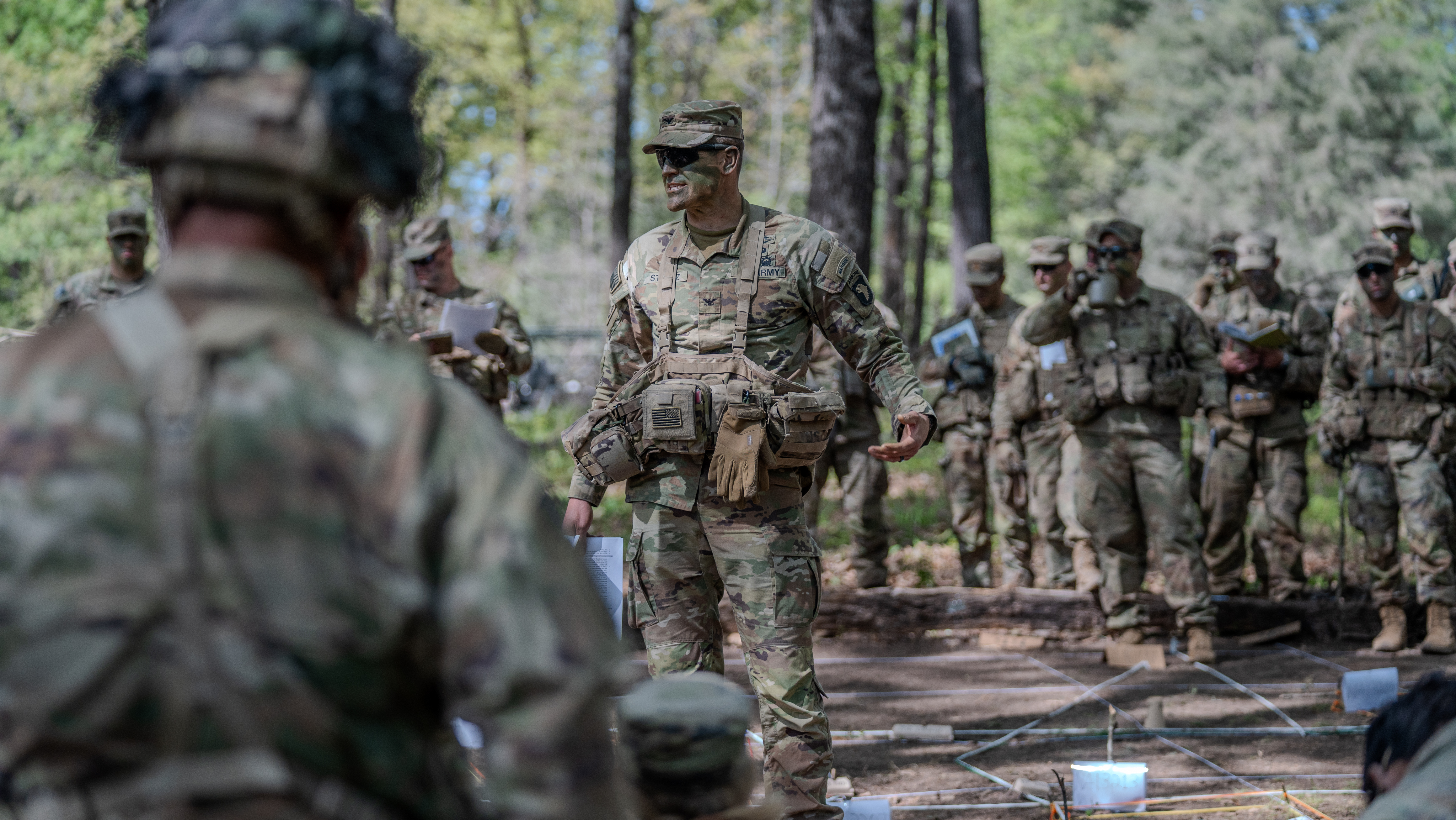 Soldiers of 2nd Brigade Combat Team, 101st Airborne Division (Air Assault), participate in a combined arms rehearsal for a Large-Scale, Long-Range Air Assault as part of Operation Lethal Eagle 24.1, April 22, 2024, at Fort Campbell, Ky. Large-Scale, Long-Range Air Assault (L2A2) allows the 101st Airborne Division (Air Assault) to rapidly concentrate highly lethal, low-signature, and cohesive combat forces from dispersed locations to overwhelm adversaries at a place and time of our choosing. L2A2 means delivering one brigade combat team over 500 nautical miles in one period of darkness, arriving as a cohesive element where the enemy least expects it, capable of fighting behind enemy lines for 14 or more days.