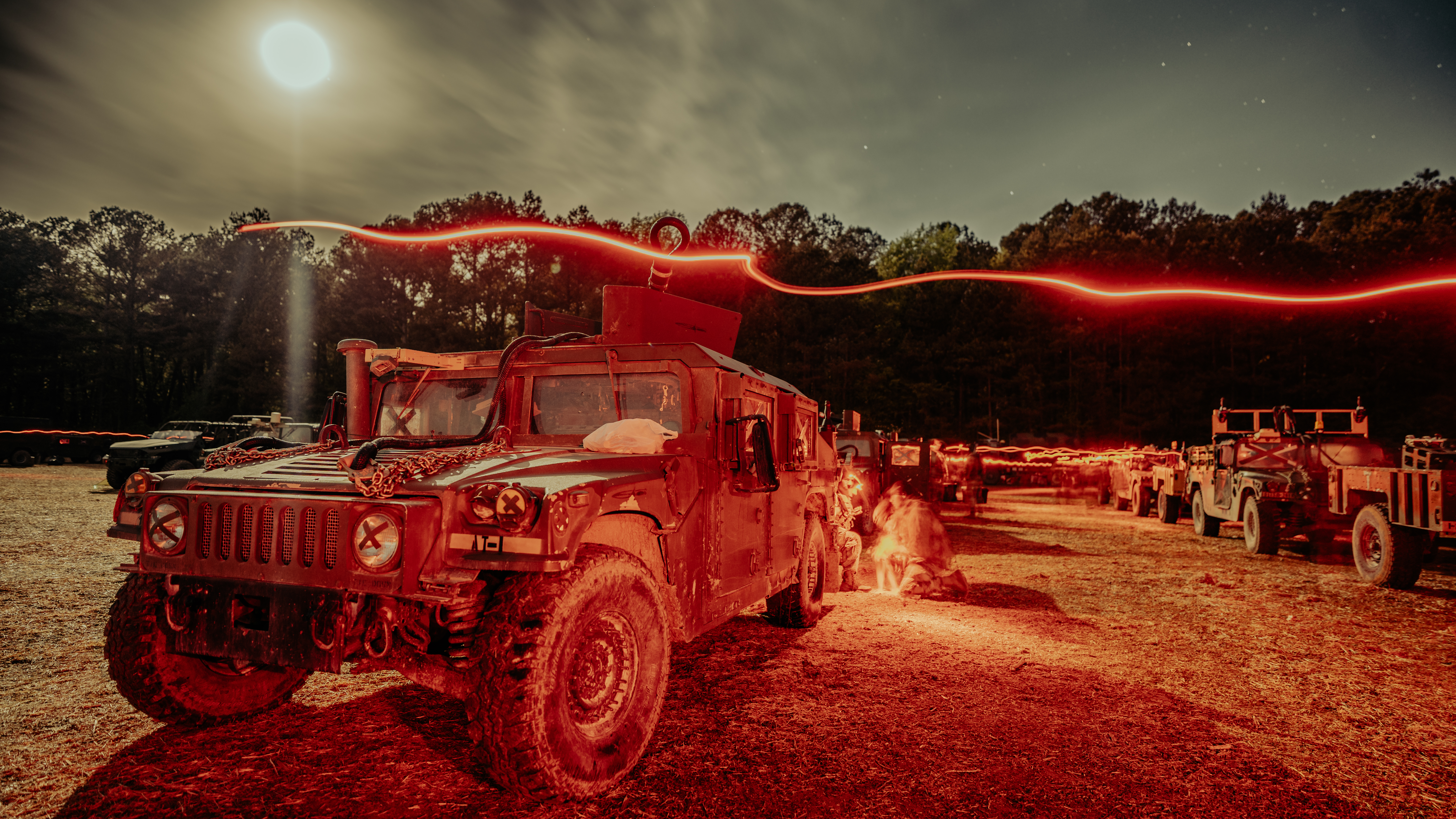 Soldiers from 2nd Brigade Combat Team, 101st Airborne Division (Air Assault) conduct vehicle preparations in anticipation for the Large-Scale, Long-Range Air Assault as part of Operation Lethal Eagle 24.1, April 21, 2024, on Fort Campbell, Ky. Large-Scale, Long-Range Air Assault (L2A2) allows the 101st Airborne Division (Air Assault) to rapidly concentrate highly lethal, low-signature, and cohesive combat forces from dispersed locations to overwhelm adversaries at a place and time of our choosing. L2A2 means delivering one brigade combat team over 500 nautical miles in one period of darkness, arriving as a cohesive element where the enemy least expects it, capable of fighting behind enemy lines for 14 or more days.