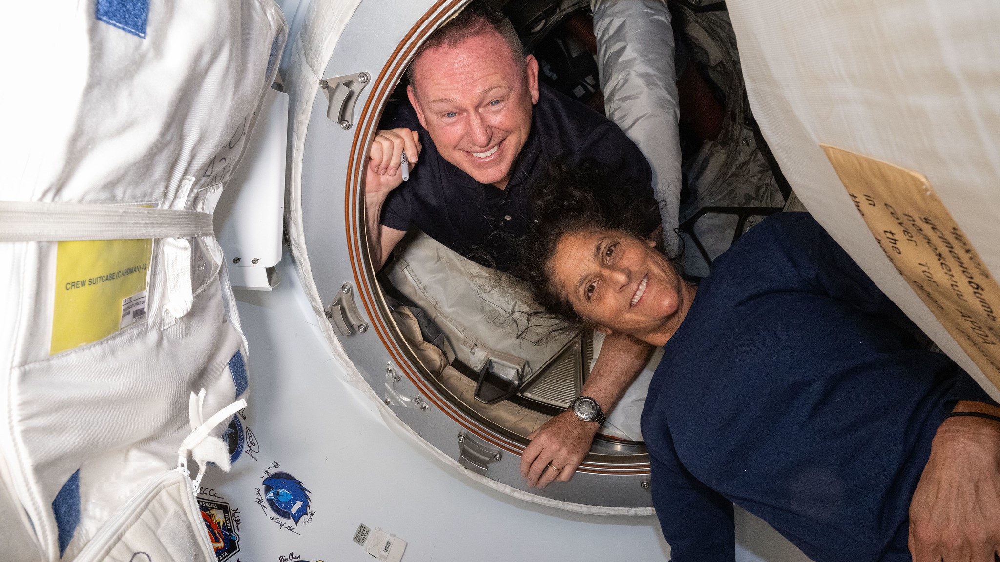 Astronauts Barry "Butch" Wilmore (left) and Sunni Williams aboard the International Space Station. (photo courtesy NASA)