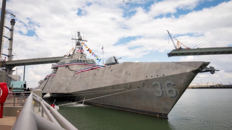 The USS Kingsville at its commissioning ceremony on Aug. 24, 2024. (photo by Mass Communication Specialist 2nd Class Nicholas V. Huynh/U.S. Navy)