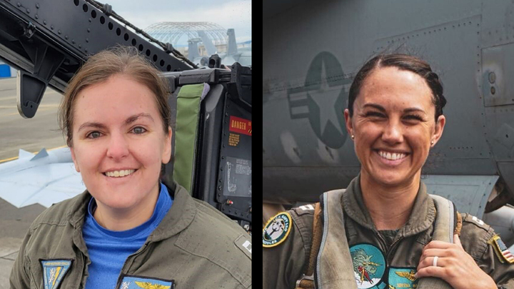 Lt. Cmdr. Lyndsay P. Evans, left, and Lt. Serena N. Wileman, right.