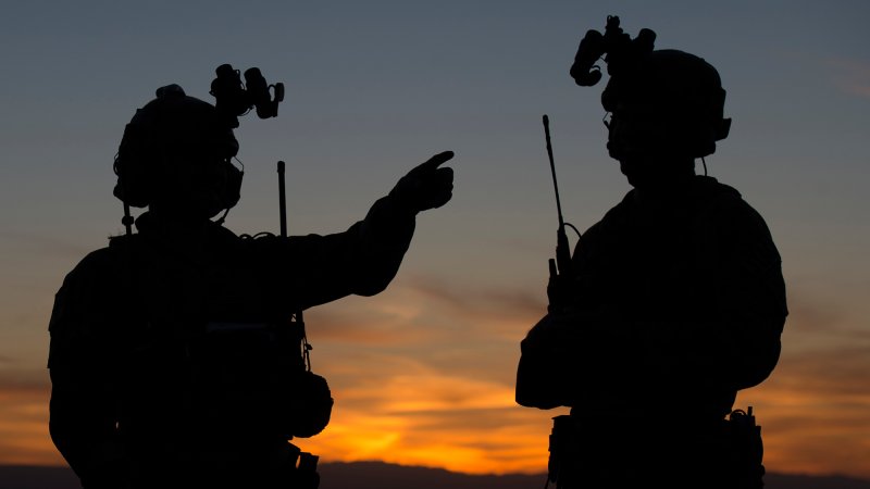 Airmen assigned to the 124th Air Support Operations Squadron train with A-10 Thunderbolt IIs, assigned to the 190th Fighter Squadron, during a night close air support training mission at the Saylor Creek Range near Bruneau, Idaho on Sept. 25, 2018. The training started right before sunset and went well into the night, providing essential training to both the pilots and ASOS tactical air control party Airmen. (U.S. Air National Guard photo by Master Sgt. Joshua C. Allmaras)