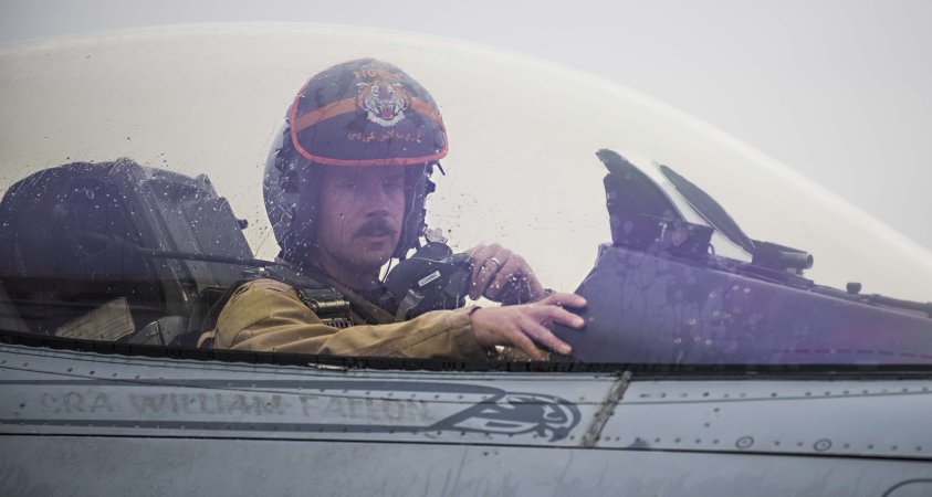 Lt. Col. Craig Andrle, 79th Expeditionary Fighter Squadron commander, taxis after a combat sortie March 20, 2017 at Bagram Airfield, Afghanistan. The 79th EFS provides counterterrorism to support a successful train, advise, assist mission in Afghanistan. (U.S. Air Force photo by Staff Sgt. Katherine Spessa)