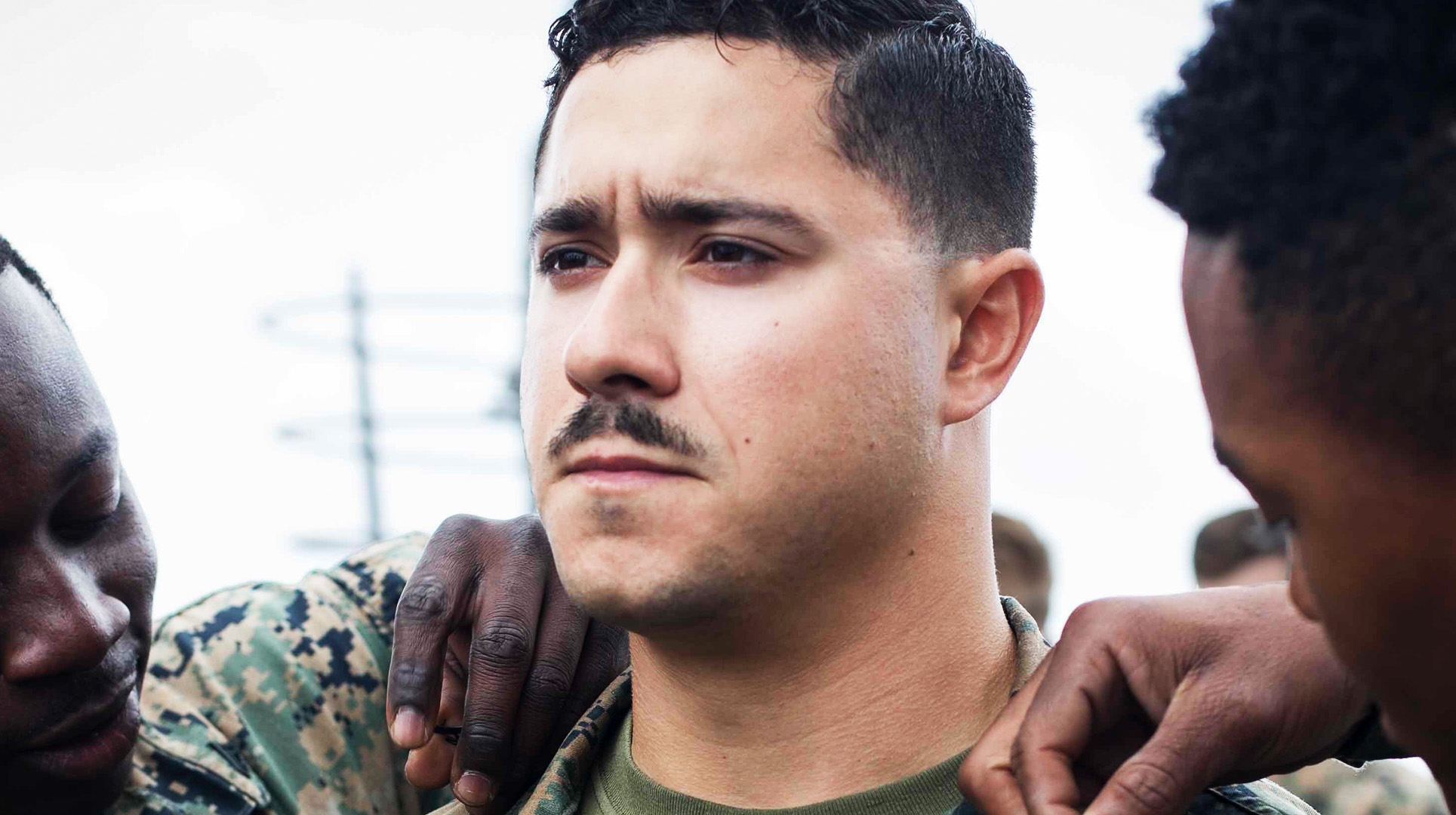 U.S. Marines with Combat Logistics Battalion 13, 13th Marine Expeditionary Unit (MEU), pin chevrons on Cpl. Amaury Ferrer, wrecker operator, while at sea aboard the Whidbey Island-class amphibious dock landing ship USS Rushmore (LSD 47), May 1, 2018. The Essex Amphibious Ready Group (ARG) and 13th MEU integrated to conduct the second major exercise of their pre-deployment training. ARG, MEU Exercise (ARGMEUEX) provides essential and realistic ship-to-shore training, designed to enhance the integration of the Navy-Marine Corps team. ARGMEUEX provides an opportunity to integrate unique individual and unit skills and develop the Essex ARG and 13th MEU’s collective proficiency in challenging and unfamiliar environments. (U.S. Marine Corps photo by Cpl. Danny Gonzalez)