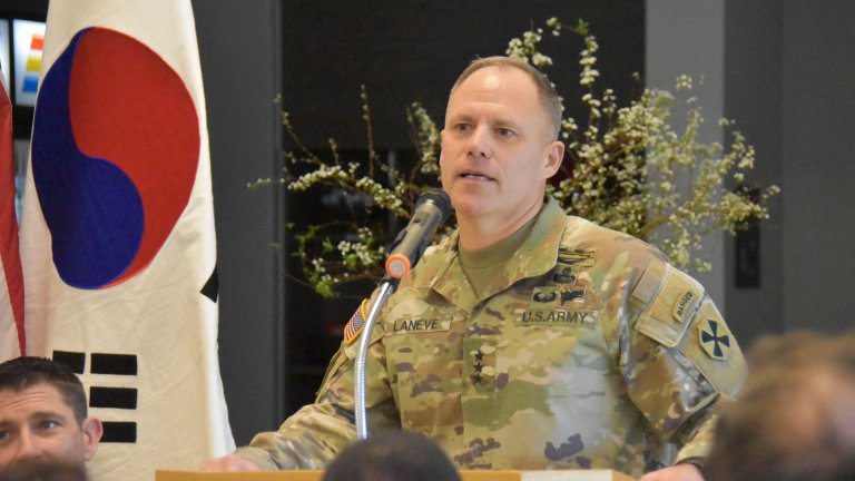 Lt. Gen. Christopher C. LaNeve as Eighth Army commanding general on Feb. 3, 2025.