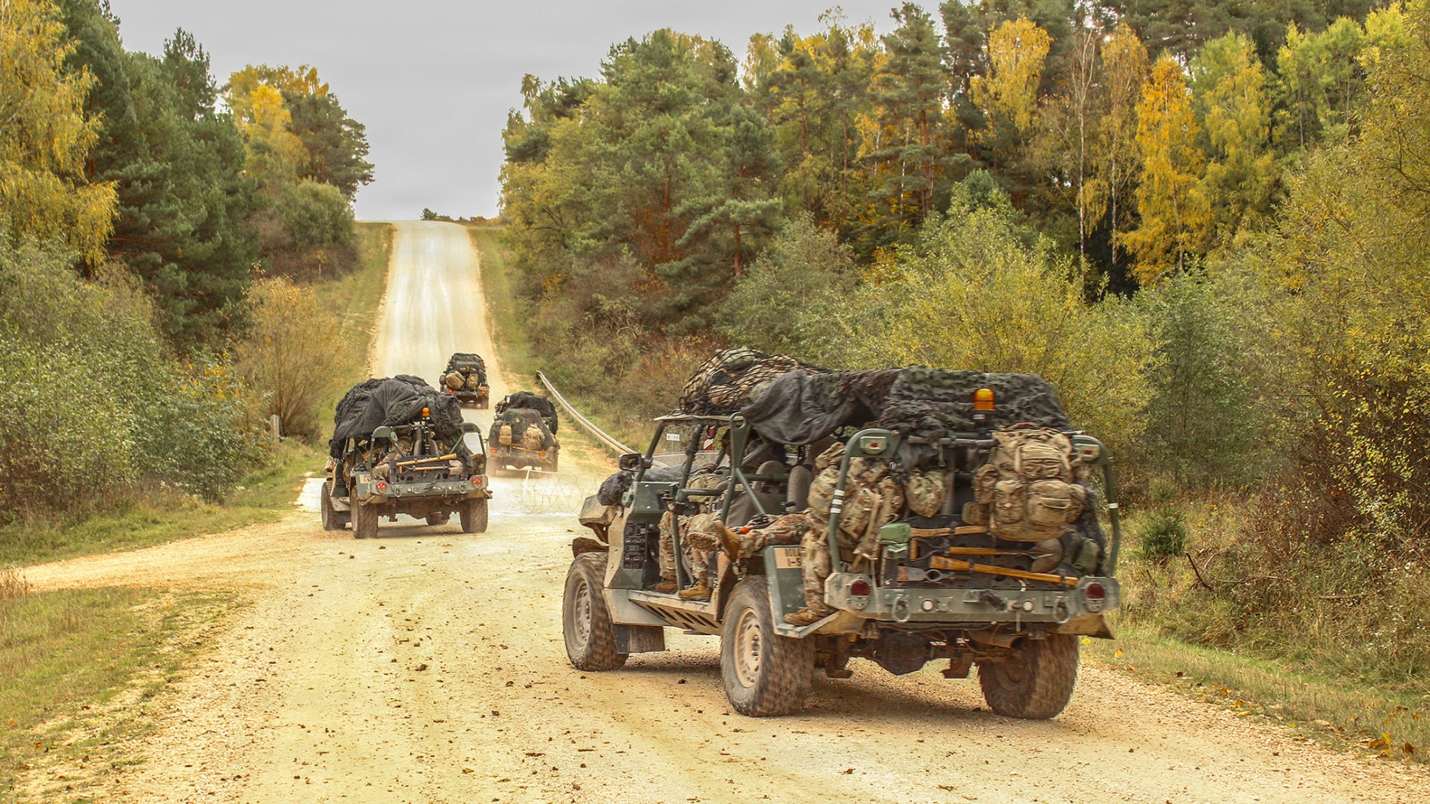 Soldiers from A-Co, 1-502nd Infantry Battalion, 2nd Brigade, 101st Airborne Division conduct a mounted patrols on their Infantry Squad Vehicles (ISV) at Hohenfels Training Area, Germany Oct. 19, 2025. The 101st is currently executing Combined Resolve 26-1 at the Joint Multinational Training Center (JMRC). This critical exercise assesses and stresses the new Mobile Brigade Combat Team (MBCT) formation, and builds upon lessons learned from their previous CTC rotation in 2024. (U.S. Army photo by Maj. Brian Sutherland)