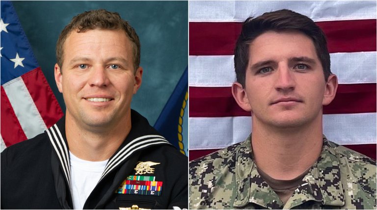 Navy Special Warfare Operator 1st Class Nathan Gage Ingram [left] and Chief Special Warfare Operator Christopher J. Chambers [right] died during a boarding operation on Jan. 11, 2024.