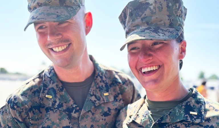 Married Marine officers finish grueling training a week apart