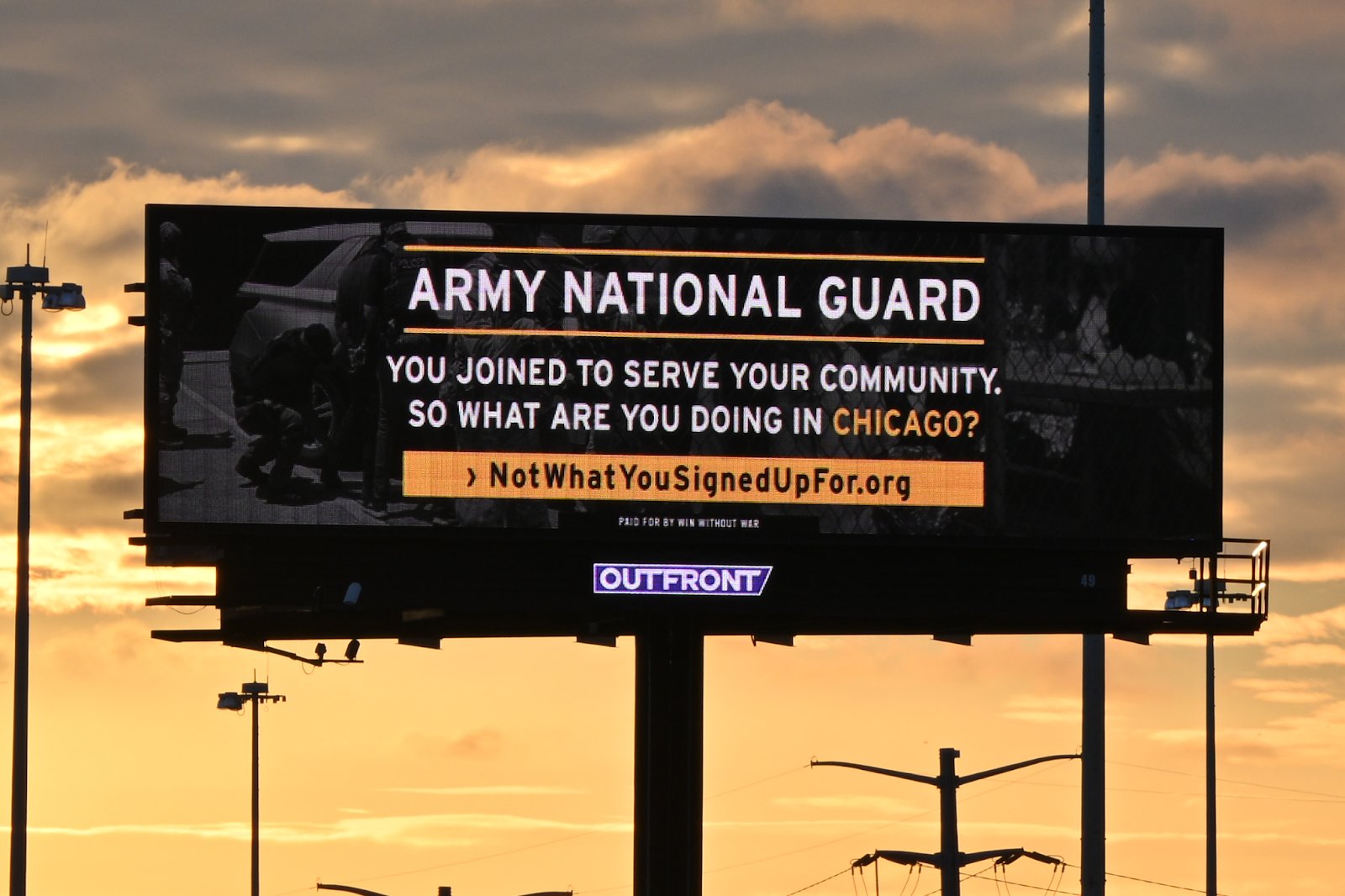 A billboard in Chicago, Illinois, that was paid for by Win Without War.Photo c