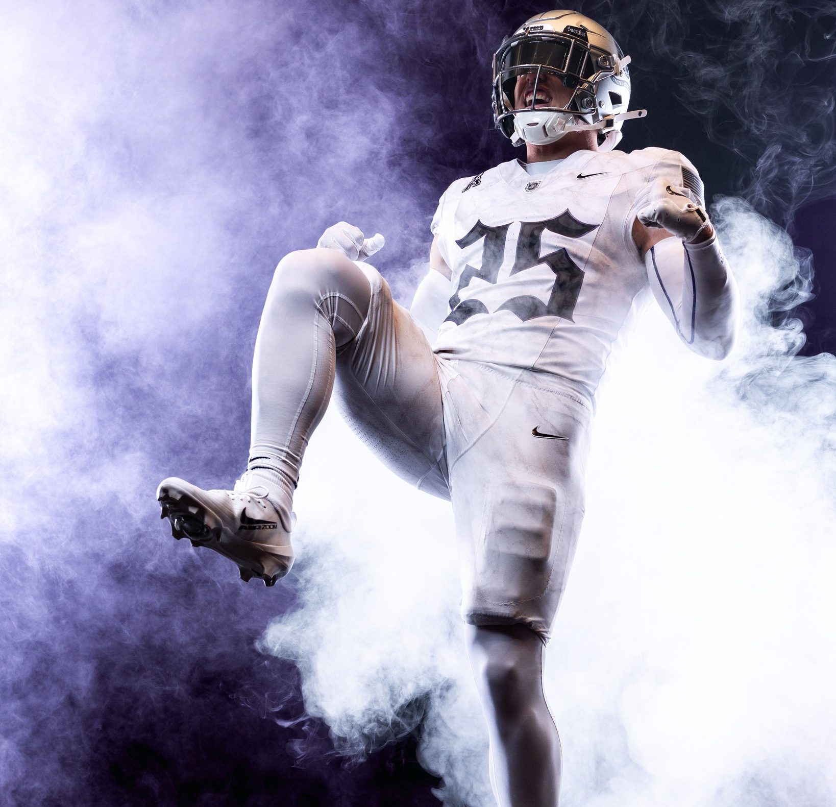 The football uniforms that Army will wear in the Army-Navy game next month include script that mirrors that of the U.S. Constitution and a white-marble pattern based on headstones in military cemeteries.