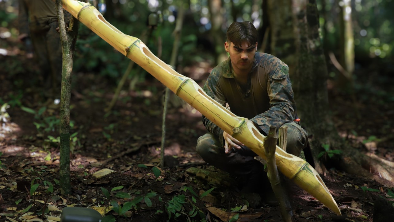 U.S. Marine Corps Lance Cpl. Matthew Olivar, a member 2nd Battalion, 6th Marines, constructs a water filtration device at Base Aeronaval Cristóbal Colón, Panamá, Oct. 16, 2025. U.S. Southern Command is focused on increasing partner nation capacity and interoperability in the region and reflects the United States’ enduring promise of friendship, partnership, and solidarity with the Panamanian people. (U.S. Army photo by Trey Woodard)