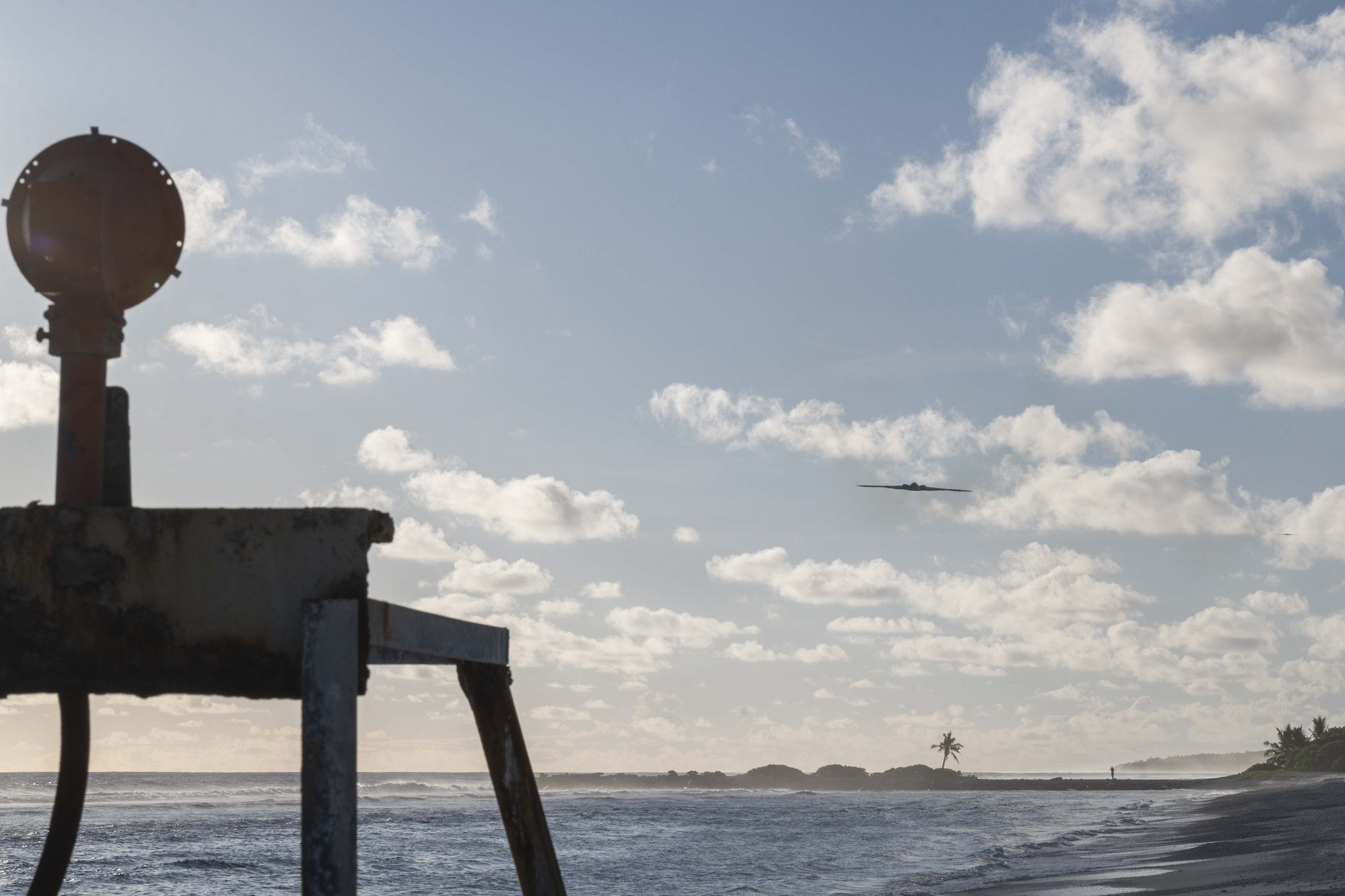 A U.S. Air Force B-2 Spirit stealth bomber departs from Diego Garcia, British Indian Ocean Territory, to conduct a combat mission, April 19, 2025. Six aircraft and approximately 250 personnel deployed from Whiteman Air Force Base, Missouri as the 393d Expeditionary Bomb Squadron. Deployment of the B-2 demonstrates U.S. global strike capabilities anytime, anywhere. (U.S. Air Force photo by Tech. Sgt. Anthony Hetlage)