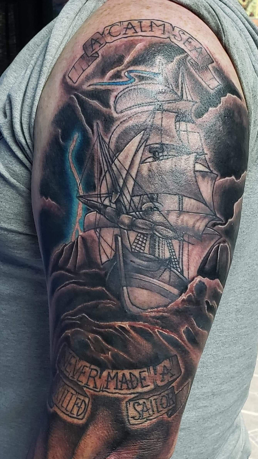 Chris and Lin Meeker met in the Navy and both retired from the service. She was buried at sea, and Chris' tattoo includes the coordinates of her final resting spot.