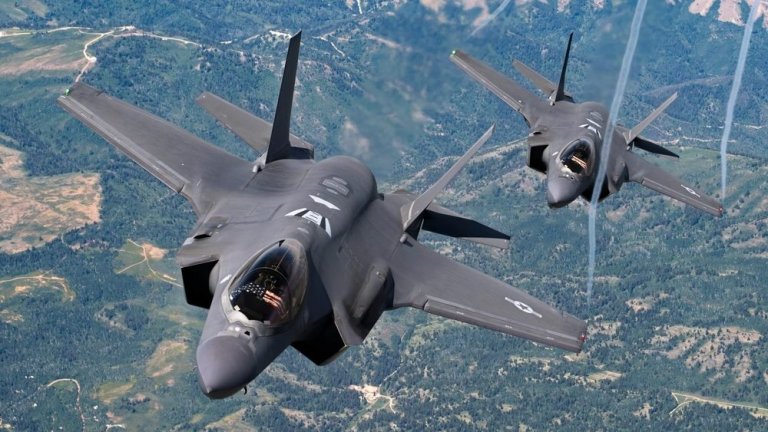 Two U.S. Air Force F-35A Lightning IIs, assigned to the F-35A Lightning II Demonstration Team, fly in formation prior to conducting air-to-air refueling over Utah, July 1, 2025.