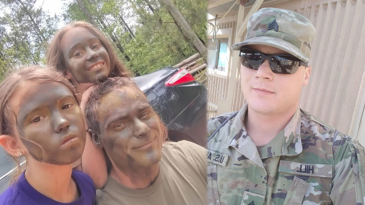 Alabama National Guard Staff Sgt. Jacob Hill and his two daughters.