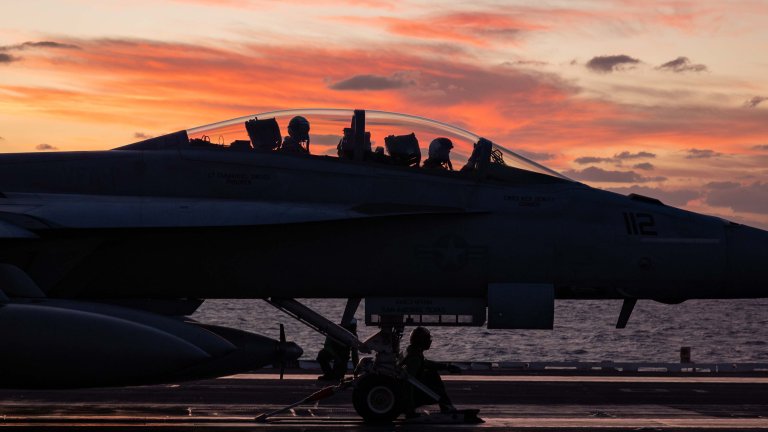 241231-N-TN409-1156 U.S. CENTRAL COMMAND AREA OF RESPONSIBILITY (Dec. 31, 2024) Two U.S. Navy pilots in an F/A-18F Super Hornet, attached to Strike Fighter Squadron (VFA) 11, prepare for launch from the flight deck of the Nimitz-class aircraft carrier USS Harry S. Truman (CVN 75) in the U.S. Central Command area of responsibility. (Official U.S. Navy photo)