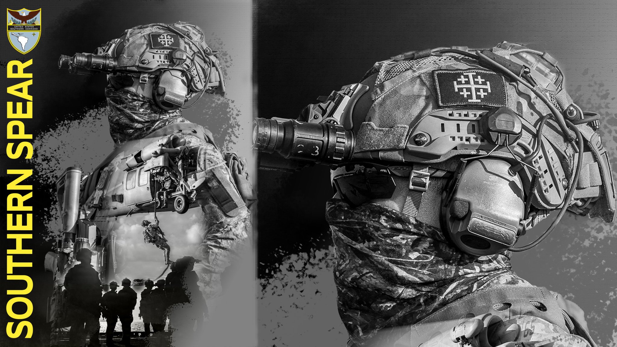 U.S. Southern Command posted photos on social media of a Marine wearing a Jerusalem cross patch on their helmet. The photo was removed the military's image database because the patch violated uniform regulations.