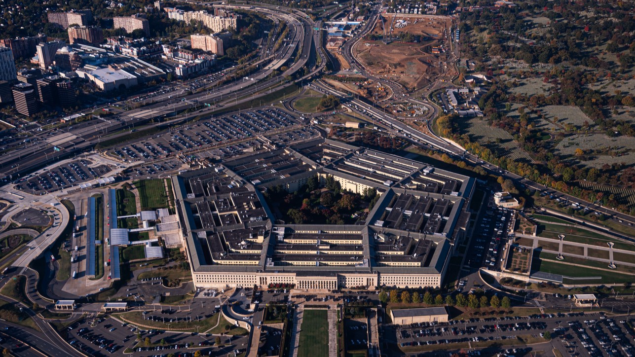 UNITED STATES - OCTOBER 22: Aerial view of the Pentagon building in Arlington, Va., on Wednesday, October 22, 2025. (Bill Clark/CQ-Roll Call, Inc via Getty Images)