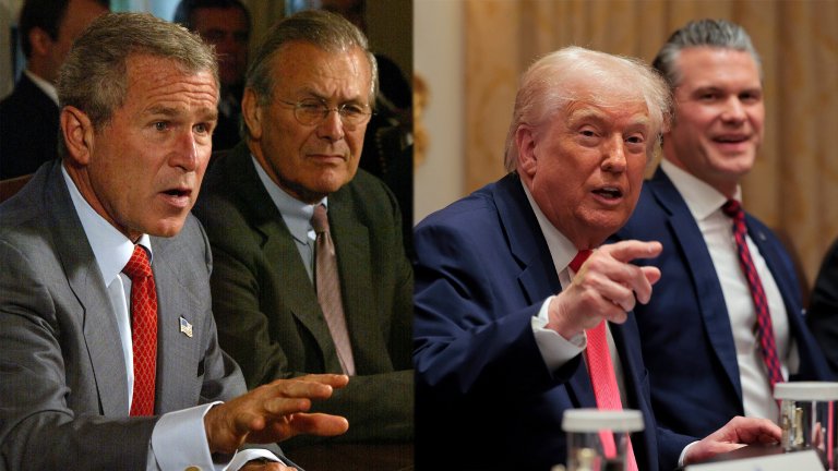 Bush, Rumsfeld, Trump, Hegseth