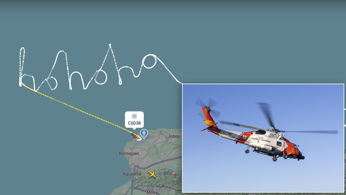 Coast Guard helicopter flies ‘Ho Ho, Ho holding pattern’ off the coast of Puerto Rico