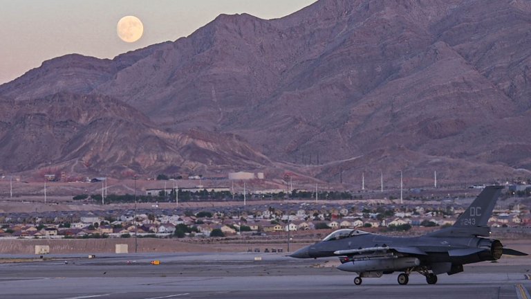 Image: The Air Force Warfare center D.C. Air National Guard pilots with the 121st Fighter Squadron launch out on Aug. 8, 2025 in Nellis Air Force Base, Nevada. Bamboo Eagle is a U.S. Air Force Warfare Center exercise that builds upon the tactical expertise exercised in Red Flag and presents participants with opportunities to overcome challenges associated with mission generation and command and control in a contested environment. (U.S. Air National Guard photo by Staff Sgt. Natalie Filzen)