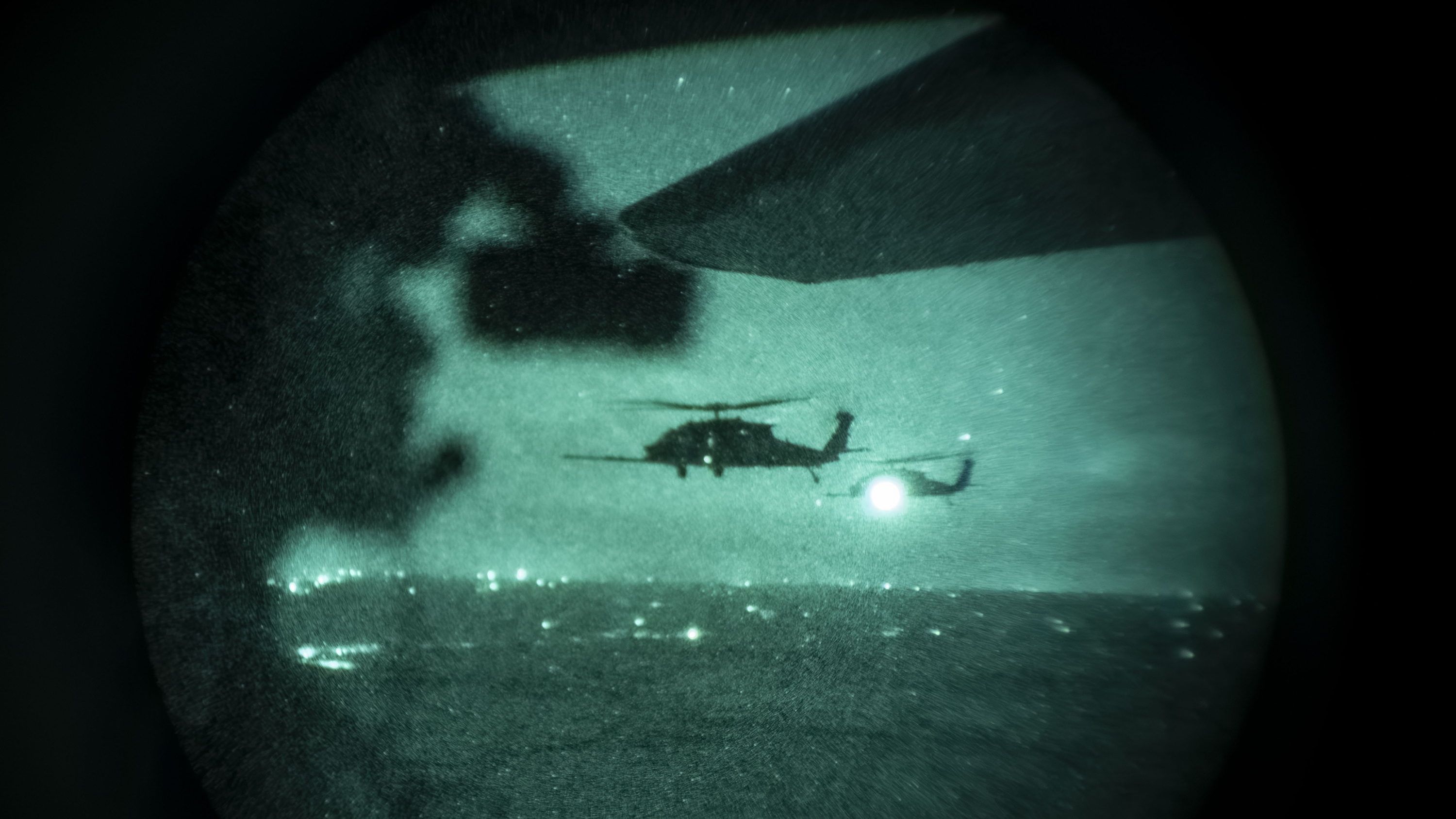 An MC-130J Commando II assigned to the 1st Special Operations Wing and U.S. Army MH-60M Black Hawks assigned to the 160th Special Operations Aviation Regiment (Airborne) participate in a helicopter air-to-air refueling exercise near Hurlburt Field, Florida, Nov. 20, 2025. Joint exercises enable special operations forces to share distinct interservice skillsets and seamlessly operate during real-world missions. (U.S. Air Force photo by Airman 1st Class Isabel Tanner)