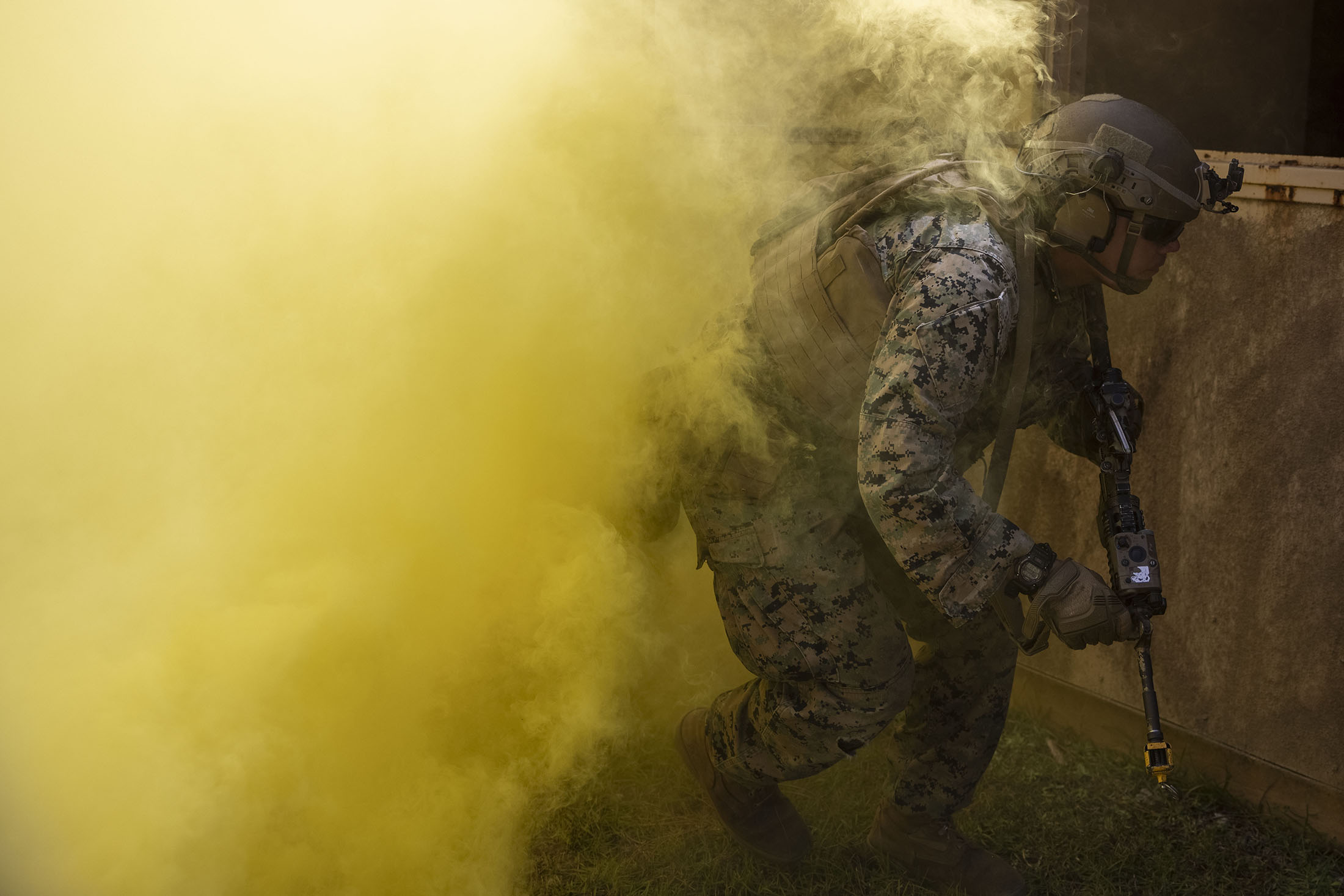 U.S. Marine Corps Cpl. Zakary Heinman, a rifleman with 2nd Battalion, 2nd Marine Regiment, participates in urban operations training during exercise UNITAS 2025 at Marine Corps Base Camp Lejeune, North Carolina, Sept. 18, 2025. UNITAS, which is Latin for “unity,” was conceived in 1959 and has taken place annually since first conducted in 1960. This year marks the 66th iteration of the world’s longest-running annual multinational maritime exercise. (U.S. Marine Corps photo by Lance Cpl. Payton Goodrich) 