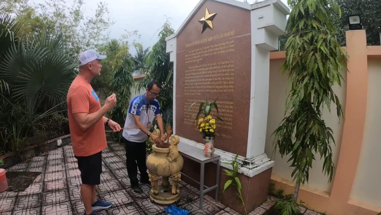 Near the crash site where his uncle David Evans was killed, Jeff Evans discovered that a Memorial had been built for those killed in the firefight.