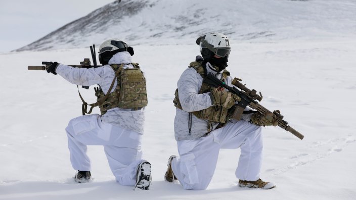 Special operators conduct training in austere conditions near Pituffik Space Base, Greenland, on May 9, 2023, in support of exercise ARCTIC EDGE 2023. ARCTIC EDGE 2023 (AE23) is a U.S. Northern Command-led homeland defense exercise demonstrating the U.S. military's capabilities in extreme cold weather, joint force readiness, and U.S. military commitment to mutual strategic security interests in the Arctic region. (U.S. Army photo by Sgt. Andrew Adams)