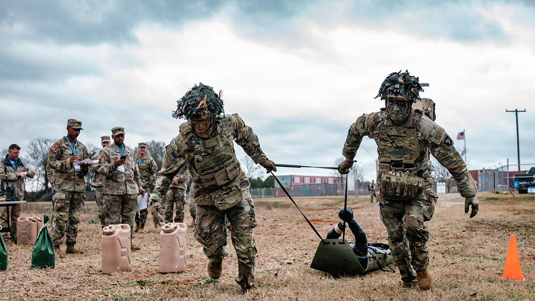 Body: Soldiers compete on the Best Tactical Squad Lane during the U.S. Army Best Drone Warfighter Competition in Huntsville, AL., Feb. 18, 2026. Active Duty, Reserve, and National Guard Soldiers are competing for the top warfighter while showcasing their agility, adaptability, and lethality as they adapt to the evolving modern battlefield. This is the inaugural Army Best Drone Warfighter Competition, themed “Agile, Adaptive, Lethal." (U.S. Army photo by Sgt. Aaron Troutman)