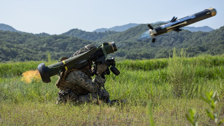 U.S. Marine Corps Sgt. Zachary Savage, an anti-tank missile gunner with 2nd Battalion, 23rd Marines, forward deployed with 4th Marine Regiment, 3d Marine Division as part of the Unit Deployment Program, fires a Javelin shoulder-fired anti-tank missile during the Korean Marine Exercise Program 25.2 in Pocheon, South Korea, July 29, 2025. KMEP is conducted regularly between the ROK and U.S. Marine Corps to increase their combined capabilities through realistic training geared towards deterrence and maintaining peace in the Indo-Pacific. (U.S. Marine Corps photo by Lance Cpl. Van Hoang)  