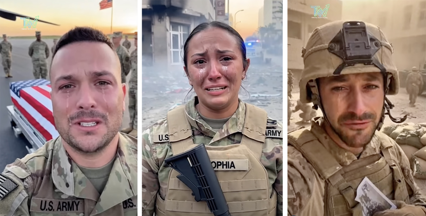 AI-generated images, like these screenshots from longer fake videos, have found their way to military family members.