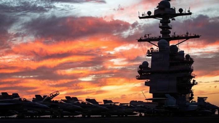 The world’s largest aircraft carrier, USS Gerald R. Ford (CVN 78), conducts flight deck operations during Operation Epic Fury, March 15, 2026. (U.S. Navy photo)