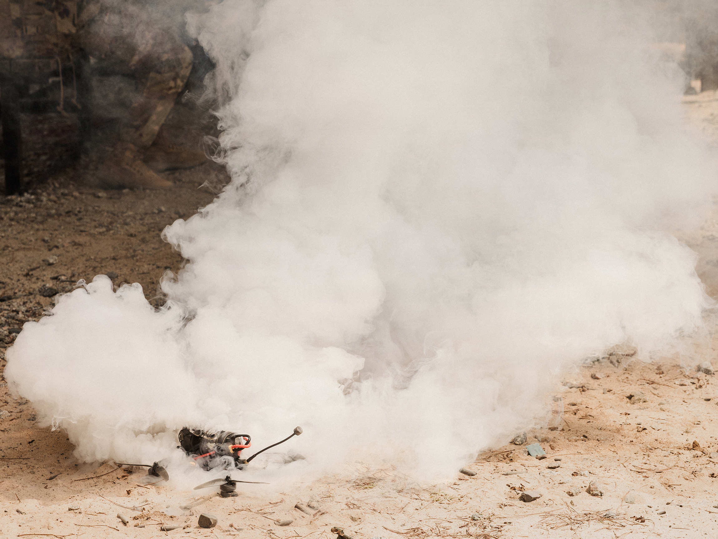 A small unmanned aerial system (s-UAS) is struck by a 5.56mm L-variant Drone Round during training at Oak Grove Training Center, N.C., April 9, 2026. The training enabled units to enhance readiness by familiarizing Soldiers with methods to engage and defeat sUAS while accelerating the integration of new capabilities. (U.S. Army photo by Pfc. Alexis Fischer)