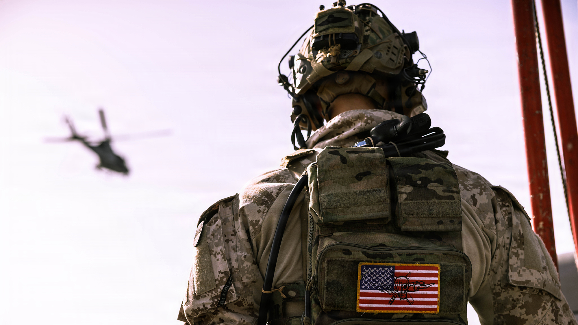 U.S. Marines with Maritime Raid Force, 31st Marine Expeditionary Unit, conduct fast rope training aboard the forward-deployed amphibious assault ship USS Tripoli (LHA 7) in the U.S. Central Command area of responsibility, April 14, 2026. (U.S. Marine Corps photo)