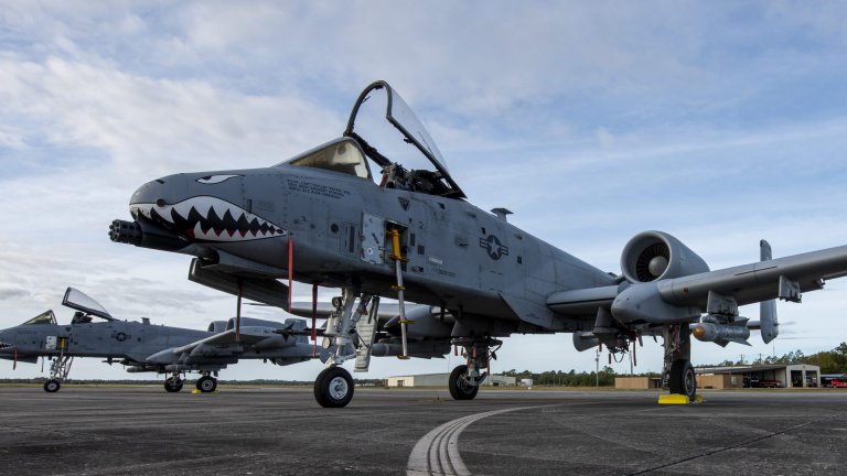 U.S. Air Force A-10 Thunderbolt II aircraft assigned to Moody Air Force Base, Georgia, parked at Avon Park Air Force Range, Florida, during Mosaic Tiger 22-1, Nov. 17, 2021. Mosaic Tiger 22-1 is a command and control exercise designed to test the lead-wing concept of the 23rd Wing. (U.S. Air Force photo by Airman 1st Class Courtney Sebastianelli)