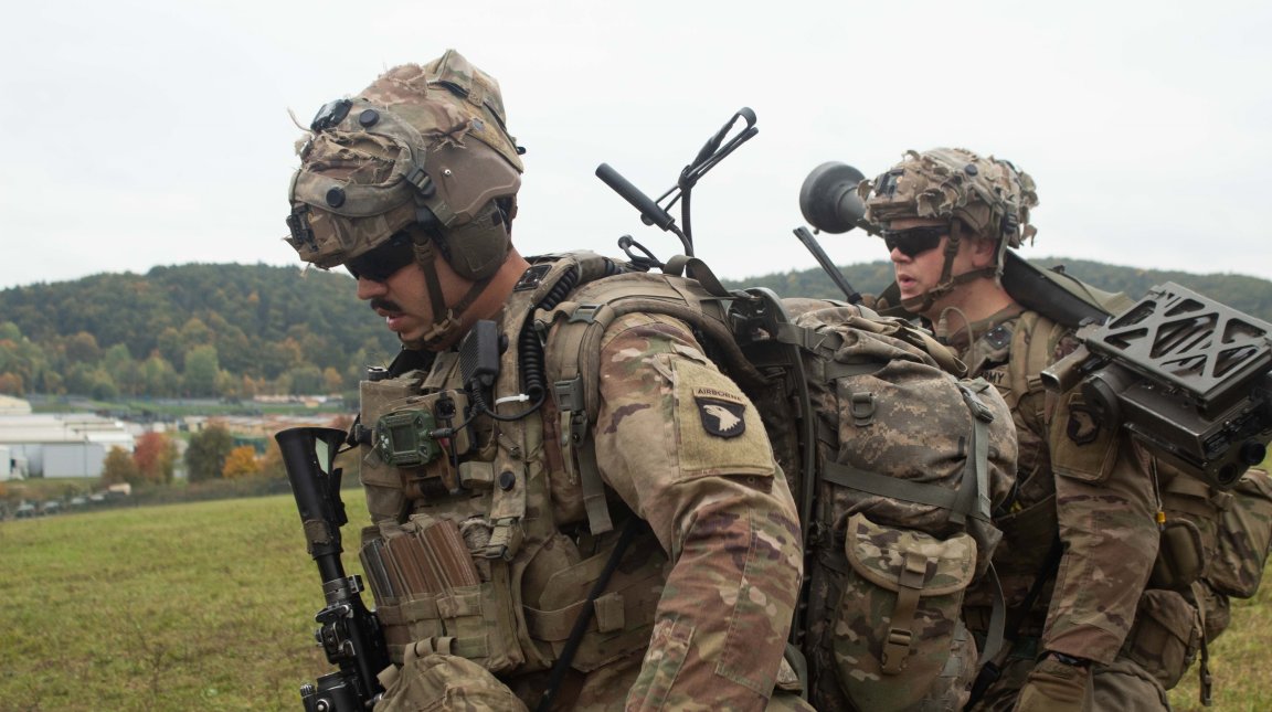 U.S. Soldiers assigned to the 101st Airborne Division prepare for combat operations during Combined Resolve 26-1 at the Hohenfels Training Area, Joint Multinational Readiness Center (JMRC), Germany, Oct. 09, 2025. During Combined Resolve, lessons learned will inform updates, modifications and revisions to other potential Mobile Combat Team transitions. (U.S. Army photo by Pfc. Kaleb Lampkin)
