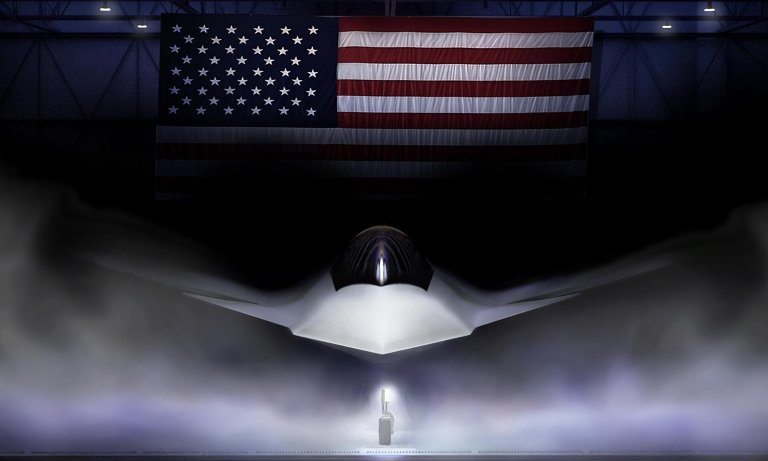 An artist's rendering of the F-47, a planned sixth-generation combat aircraft for the U.S. Air Force.