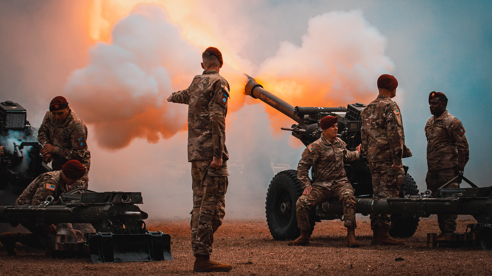U.S. Soldiers assigned to the 82nd Airborne Division Artillery Brigade salute during a base redesignation ceremony on Fort Bragg, N.C. March 7, 2025. The redesignation of Fort Liberty to Fort Bragg is not just about history, it is about honoring the Soldiers, Families, and Veterans who have called Fort Bragg home for generations. (U.S. Army photo by Sgt. Nolan Brewer)