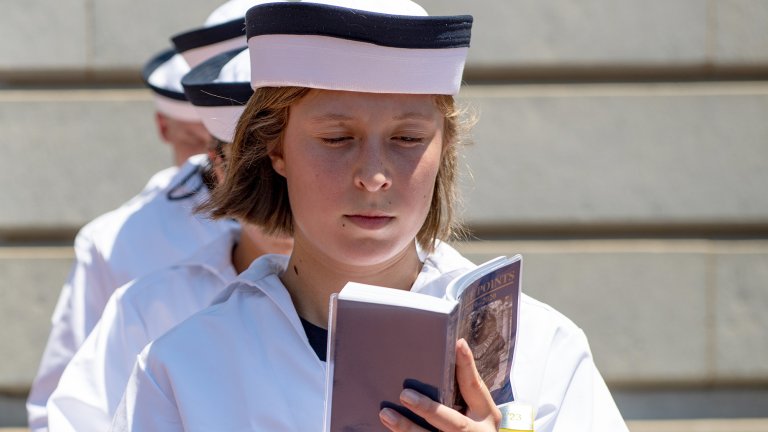 ANNAPOLIS, Md. (June 27, 2019) The United States Naval Academy welcomes the incoming Midshipmen 4th Class, or plebes, of the Class of 2023 during Induction Day 2019. I-Day marks the beginning of a demanding six-week indoctrination period called Plebe Summer, intended to transition the candidates from civilian to military life. As the undergraduate college of our country's naval service, the Naval Academy prepares young men and women to become professional officers of competence, character, and compassion in the U.S. Navy and Marine Corps. (U.S. Navy photo by Mass Communication Specialist 2nd Class Nathan Burke/Released)