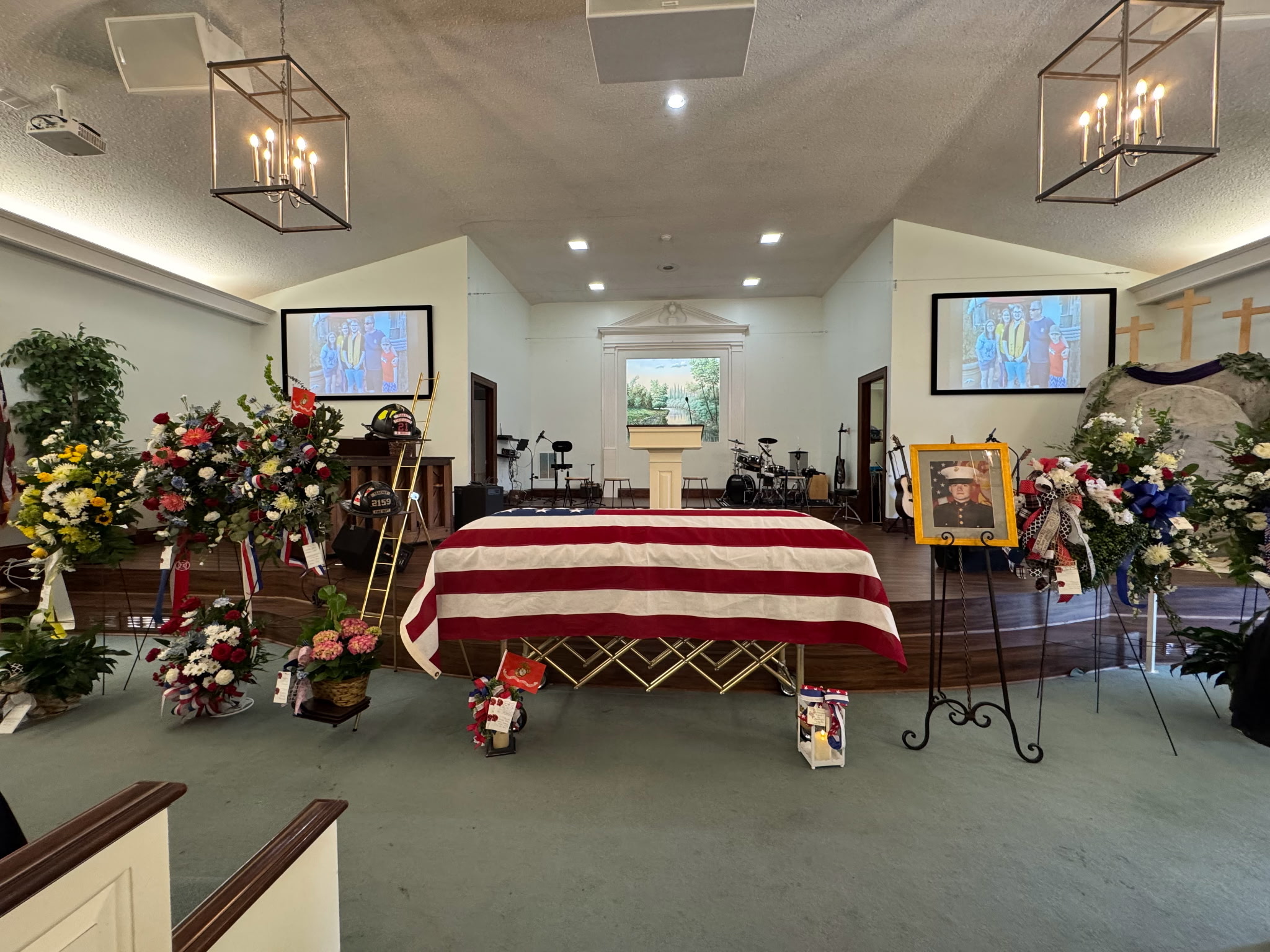 The Mobleys held Drew’s funeral on April 17, 2025, at Poston Baptist Church in his hometown of Wallace, North Carolina. Fellow Marine Michael Snell was one of the pallbearers.