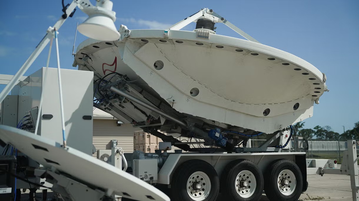 The Meadowlands system is a ground-based jamming weapon that fires electromagnetic beams at enemy satellites. L3Harris Technologies photo.
