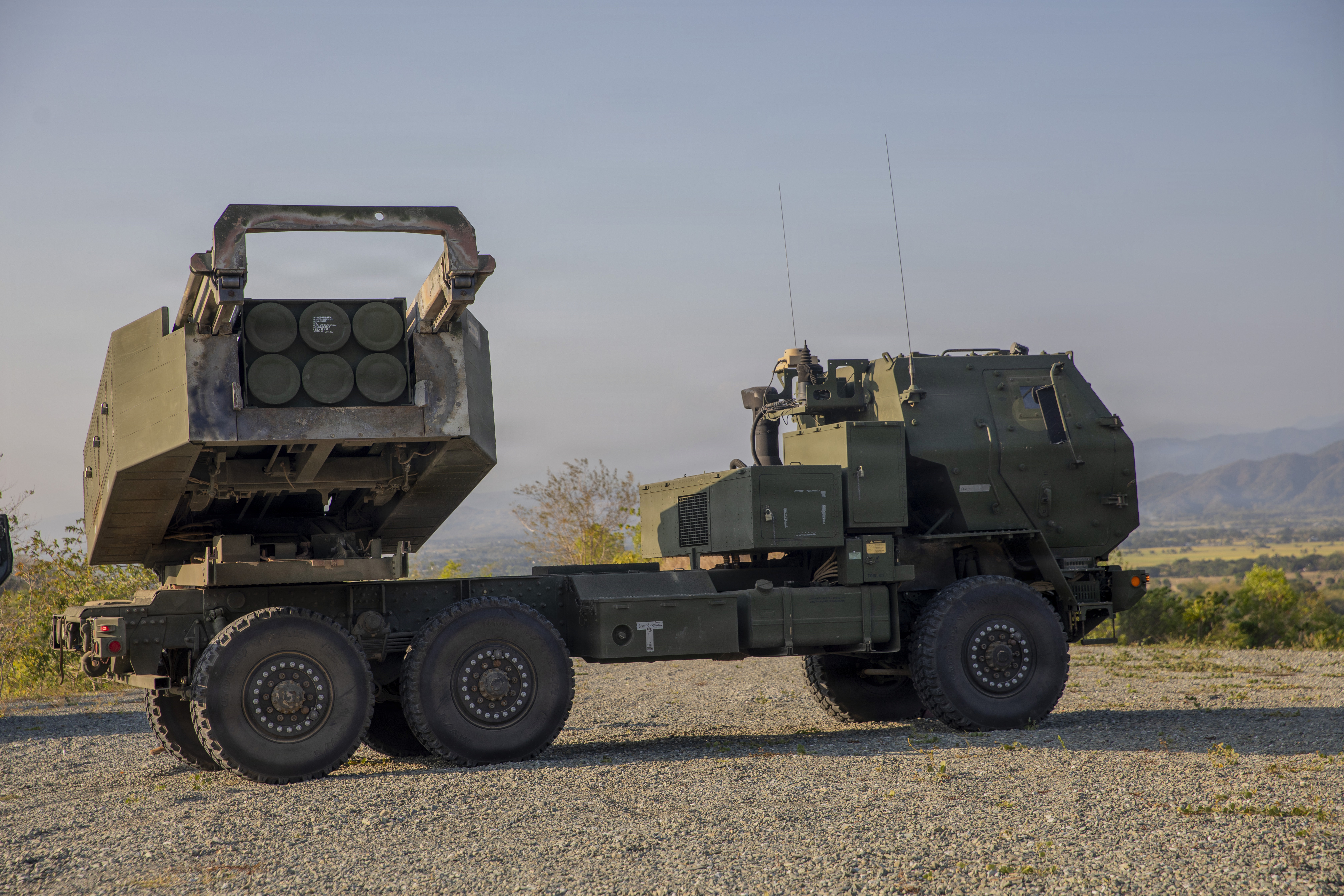 A multiple launch rocket system/high mobility launch rocket system (HIMARS) goes through the firing sequence during a dry-fire at Canantong, Laur, Neuva Ecija, Apr. 15, 2026. Exercise Salaknib 26 marked the first time 25th Infantry Division successfully forward deployed and shot the HIMARS in another partner’s training areas. Salaknib is an annual exercise designed to enhance interoperability and strengthen relationships between partner nations. (U.S. Army photo by Staff Sgt. Jameson Harris)