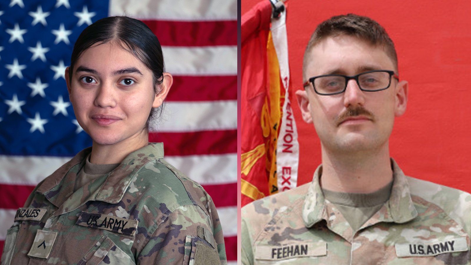 Pvt. Isabella Gonzales and 1st Lt. Tyler James Feehan.