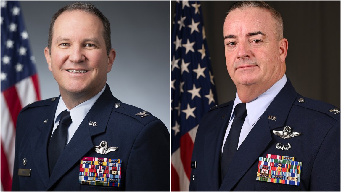 Col. Brian Diehl, left, commander of the 153rd Airlift Wing, and Col. Lawrence Sullivan, command of the 153rd Operations Group, of the Wyoming Air National Guard, were releived of command July 17.