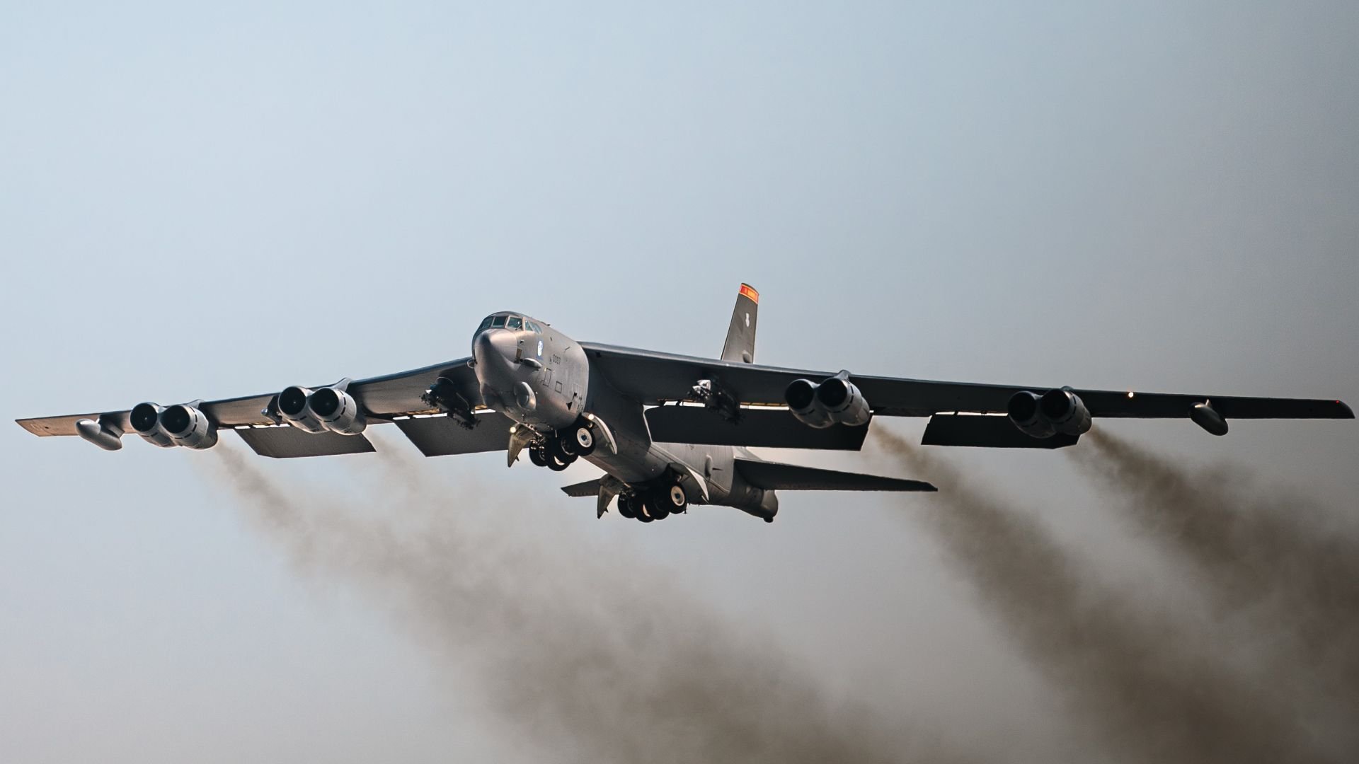 Image: A U.S. Air Force B-52H Stratofortress strategic bomber assigned to the 69th Expeditionary Bomb Squadron takes off within the U.S. Central Command area of responsibility, Nov. 15, 2024. The B-52H provides strategic options and flexibility to U.S. and coalition senior leaders with the aircraft's ability to employ a wide range of weapons with precision and deliver a decisive response to adversaries who threaten peace and security across the region. (U.S. Air Force photo by Airman 1st Class Zeeshan Naeem