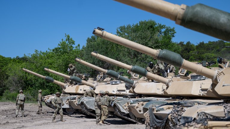 Image: Soldiers from 1st Battalion, 9th Cavalry Regiment, 2nd Armored Brigade Combat Team, 1st Cavalry Division prepare for Abrams tank live-fire training, at Fort Cavazos Texas, April 10, 2025. Nearly 90,000 Soldiers, 700+ main battle tanks and 1000+ Bradley Fighting Vehicles across four divisions, III Armored Corps comprises over 40% of the U.S. Army’s combat power. III Armored Corps Soldiers remain ready to deploy, fight, sustain and win in multi-domain operations anywhere in the world. (U.S. Army photo by Scott Darling, Fort Cavazos Public Affairs). 