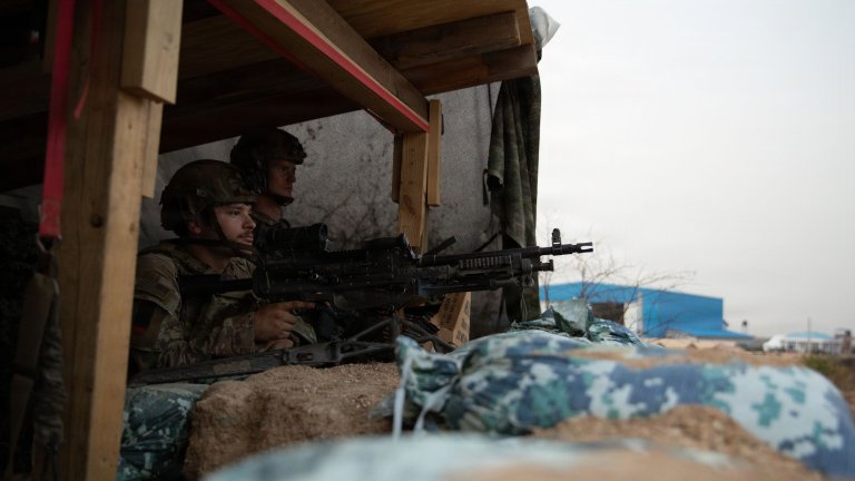 U.S. Army Soldiers assigned to Chosen Company, 2nd Battalion, 503rd Parachute Infantry Regiment, 173rd Mobile Brigade Combat Team, provide perimeter security at Operating Location Bauchi, Nigeria, April 6, 2026. Through combined training, advising, intelligence sharing and professional exchanges, U.S. and Nigerian forces worked together to address shared security challenges and improve interoperability. (U.S. Army photo by Spc. Alva Gonzalez) 