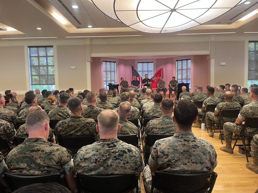 Acting Navy Secretary Hung Cao spoke about suicide prevention to officers and NCOs at Camp Lejeune on Wednesday.