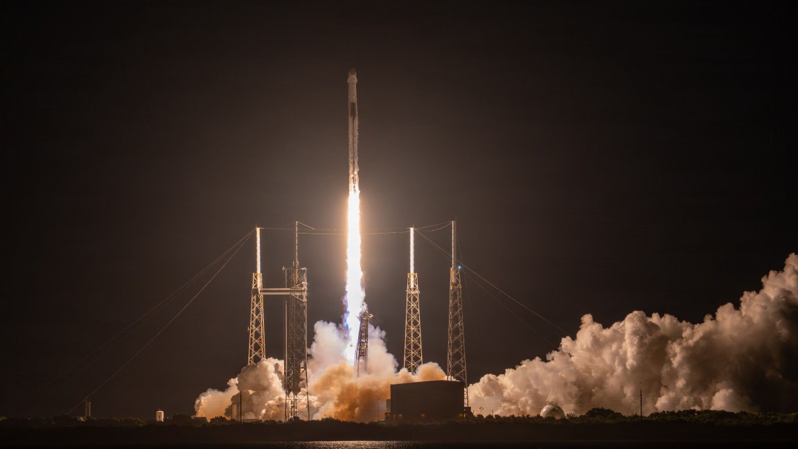 Alt text: A Falcon 9 rocket carrying the CRS-35 mission successfully launches from Space Launch Complex 40 at Cape Canaveral Space Force Station, Florida, on Oct. 13, 2026. This launch carried the Cargo Dragon C211 spacecraft to the International Space Station and was the 59th launch supported by Space Launch Delta 45 in 2026. (U.S. Space Force photo by Airman 1st Class Daryn Grace Hancock) 